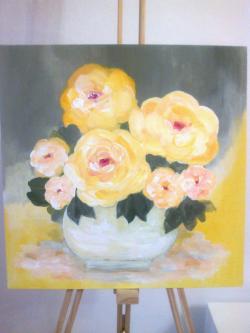 Picturi cu flori Vas cu Trandafiri Galbeni