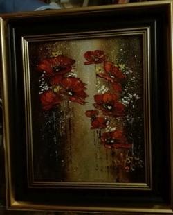 Picturi cu flori Macii in lumina lunii
