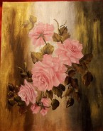 Picturi cu flori Motiv liniar cu trandafiri roz