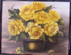 Picturi cu flori Trandafiri galbeni in vas de pamant