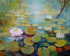 Picturi cu flori Nuferi pe lac