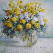 Picturi cu flori Vas cu crizanteme