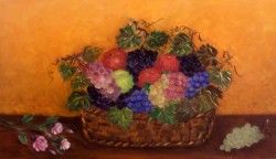 Picturi cu flori Cos cu fructe