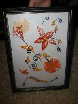 Picturi cu flori flori portocalii quilling