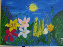 Picturi cu flori In tacerea noptii