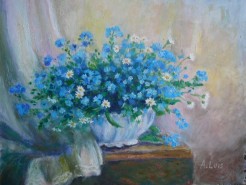 Picturi cu flori Buchetel de albastrele