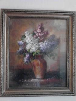 Picturi cu flori Cana cu flori de liliac