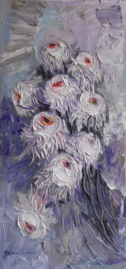 Picturi cu flori crizanteme albe -h81