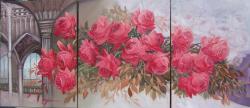 Picturi cu flori triptik trandafiri--k443