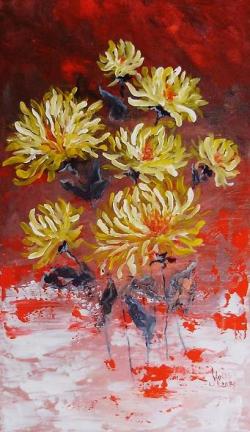 Picturi cu flori Crizantema galbena