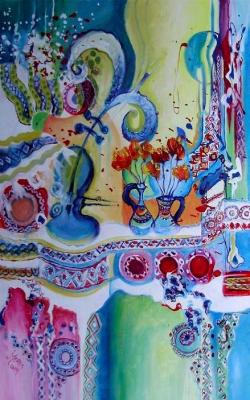 Picturi cu flori Pe ulita satului