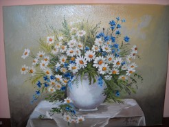 Picturi cu flori Margarete cu albastrele