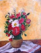 Picturi cu flori Natura statica cu maci rosii si albi