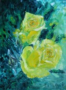 Picturi cu flori Rose aurii