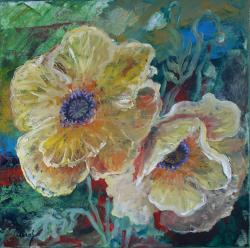 Picturi cu flori 2 maci galbeni