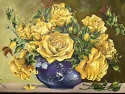 Picturi cu flori Trandafiri galbeni in vaza