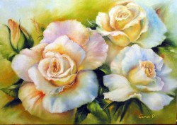 Picturi cu flori Trandafiri albi 2