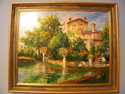 Picturi cu peisaje Casa de langa lac