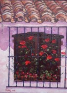 Picturi cu peisaje Fereastra cu flori