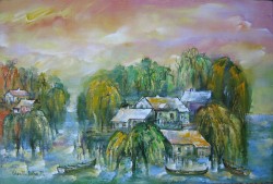 Picturi cu peisaje Salcii la sulina ulei pe pinza