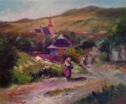 Picturi cu peisaje Pe ulitele din sat
