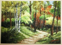 Picturi cu peisaje Padure insorita