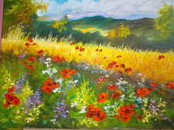 Picturi cu peisaje Lan de grau cu maci