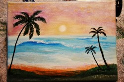 Picturi cu peisaje Amurg de seara pe ocean