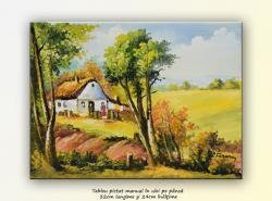 Picturi cu peisaje Peisaj rural (2) - tablou ulei pe panza, 32x24cm 