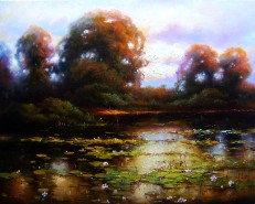 Picturi cu peisaje Nuferi in delta