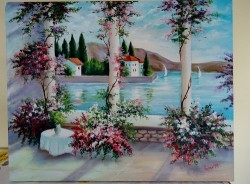 Picturi cu peisaje Terasa de pe lac