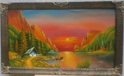 Picturi cu peisaje apus lac