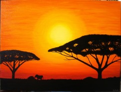 Picturi cu peisaje Apus de soare in africa