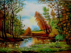 Picturi cu peisaje Lacul rosu