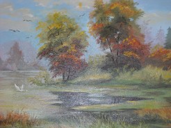 Picturi cu peisaje Lumina pe lac