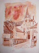 Picturi cu peisaje Podul minciunilor si biserica evanghelica 