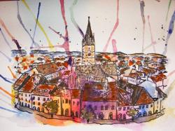 Picturi cu peisaje Sibiu, Piata Mare