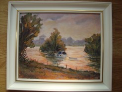 Picturi cu peisaje Apus in delta