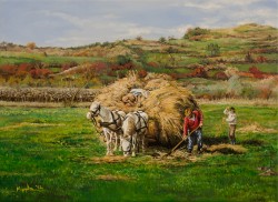 Picturi cu peisaje Tarani la strans de fan