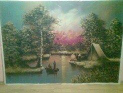 Picturi cu peisaje Apus pe lac