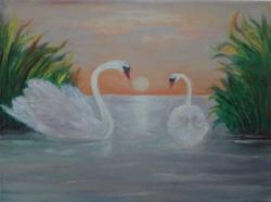 Picturi cu peisaje Grație pe apă