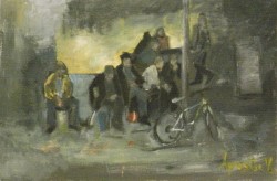 Picturi cu potrete/nuduri Oameni asteptand