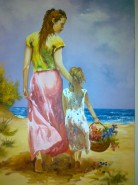 Picturi cu potrete/nuduri Spre plaja