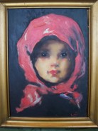 Picturi cu potrete/nuduri Fetita cu basma rosie