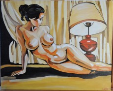Picturi cu potrete/nuduri Nud cu lampa
