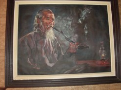 Picturi cu potrete/nuduri Chinez fumand 