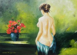 Picturi cu potrete/nuduri Nud cu flori 1