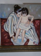 Picturi cu potrete/nuduri Copil la baie