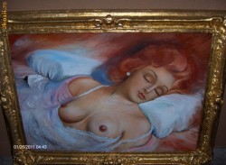 Picturi cu potrete/nuduri Nud cu rama foita de aur