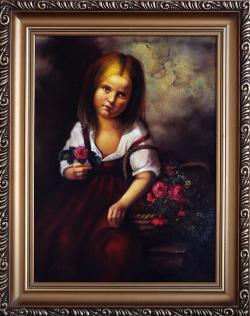 Picturi cu potrete/nuduri fetita cu flori